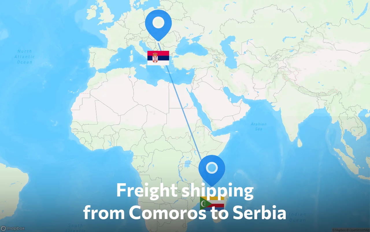 Shipping route from Comoros to Serbia