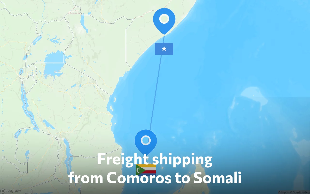Shipping route from Comoros to Somali