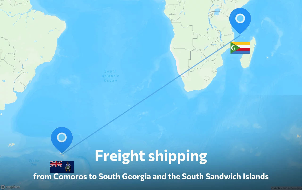 Shipping route from Comoros to South Georgia and the South Sandwich Islands