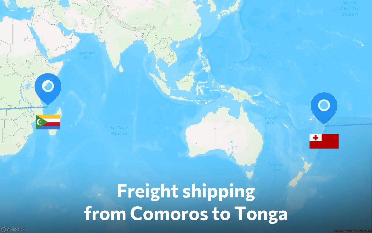 Shipping route from Comoros to Tonga