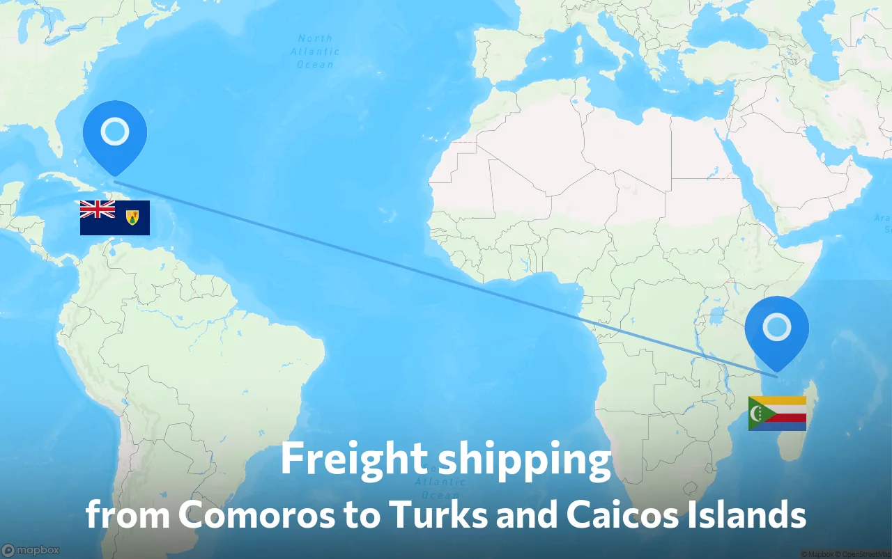Shipping route from Comoros to Turks and Caicos Islands