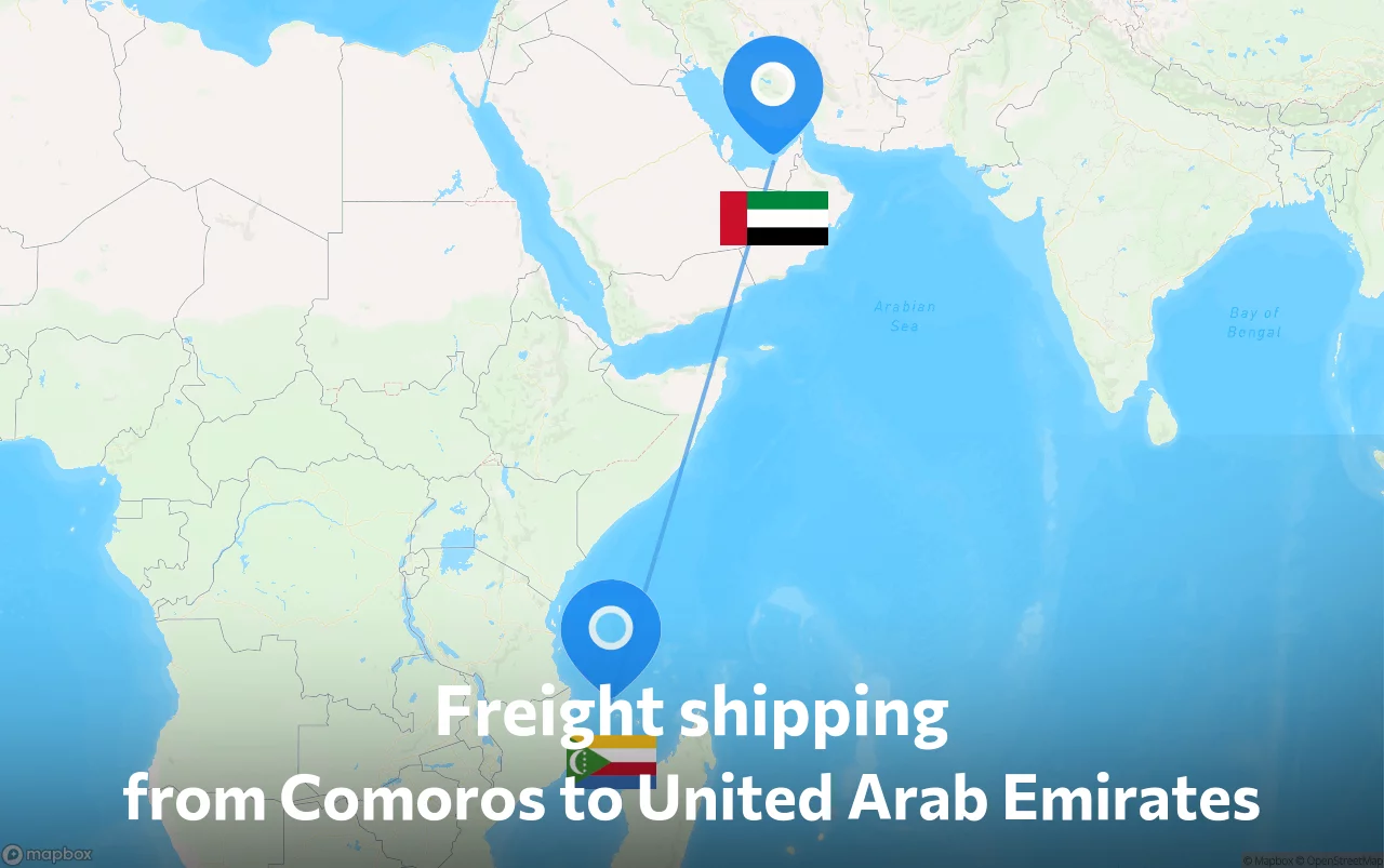 Shipping route from Comoros to United Arab Emirates