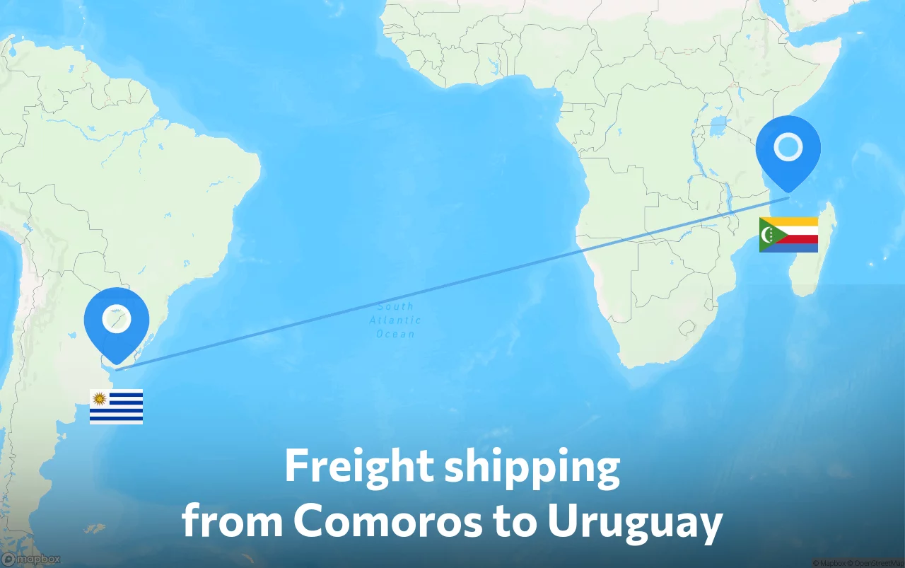 Shipping route from Comoros to Uruguay