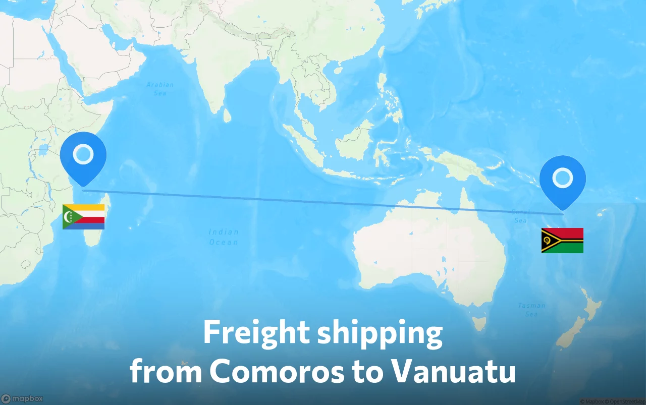 Shipping route from Comoros to Vanuatu