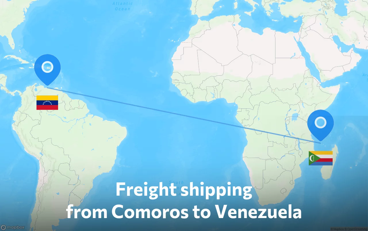 Shipping route from Comoros to Venezuela