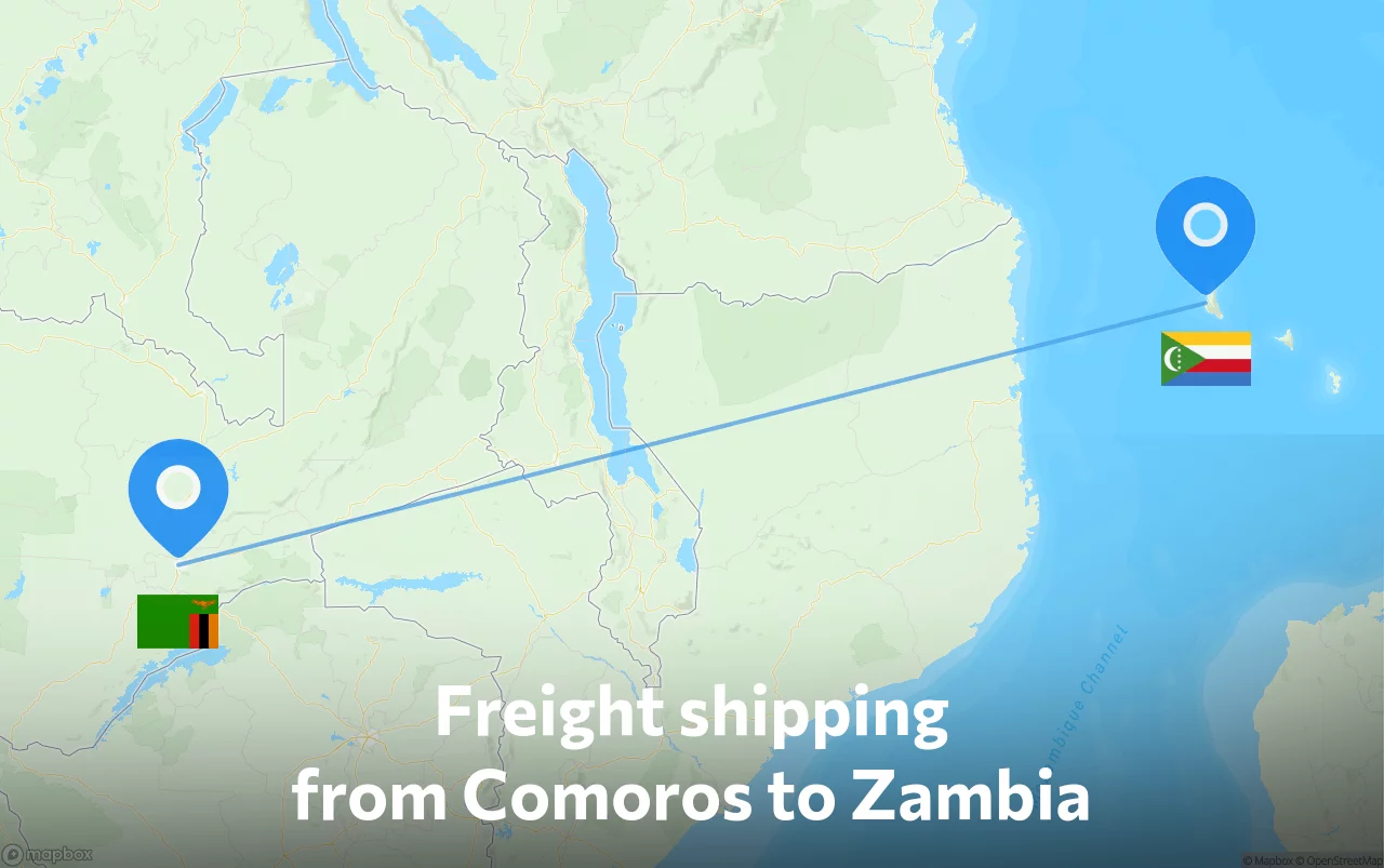 Shipping route from Comoros to Zambia