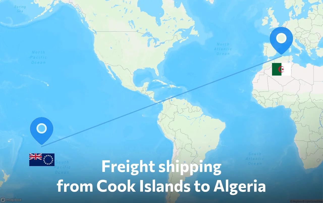 Shipping route from Cook Islands to Algeria