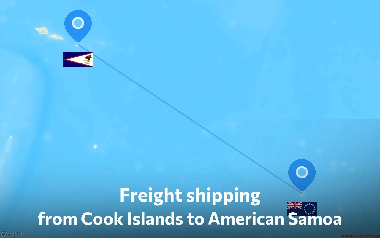 Shipping route from Cook Islands to American Samoa