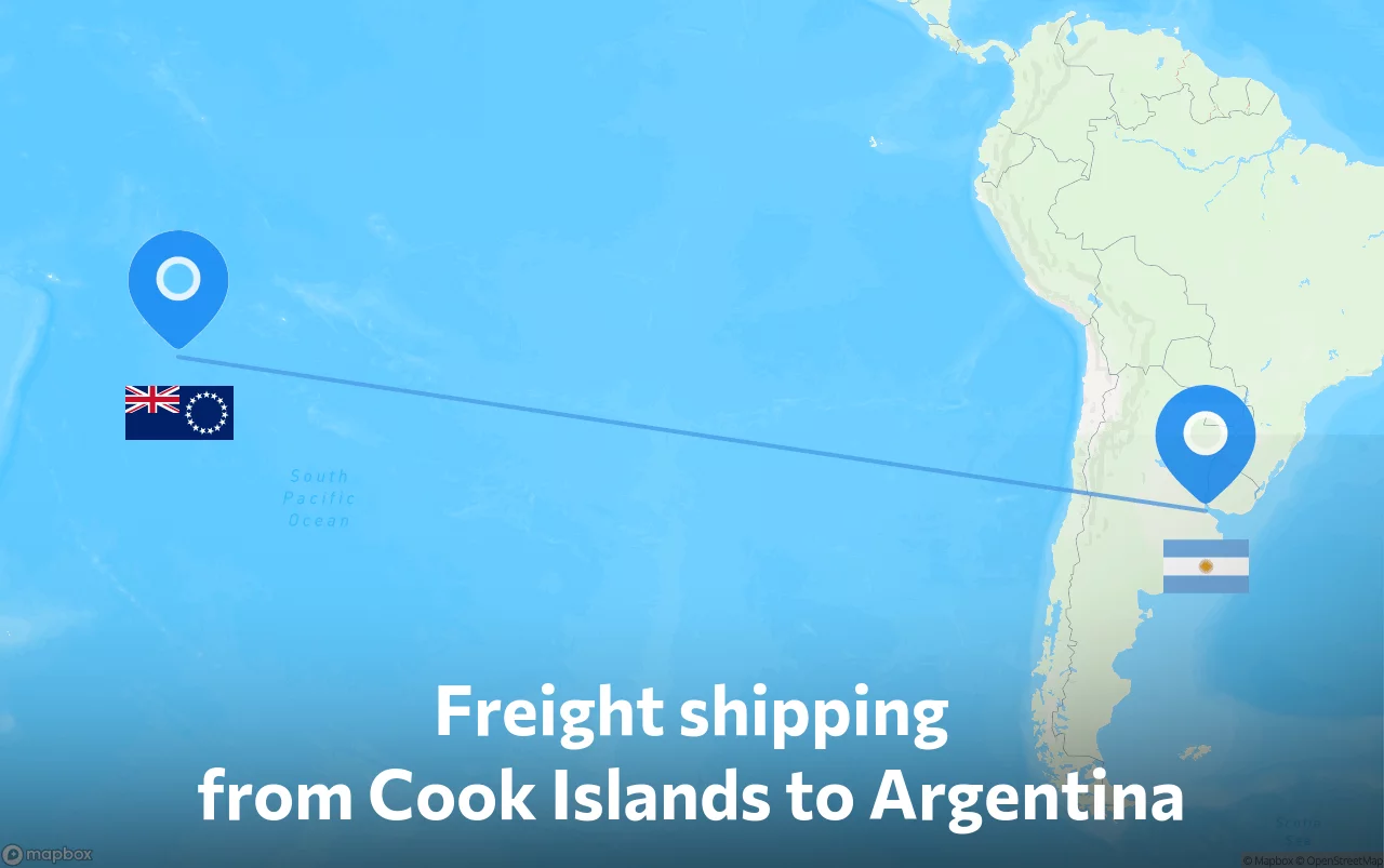 Shipping route from Cook Islands to Argentina