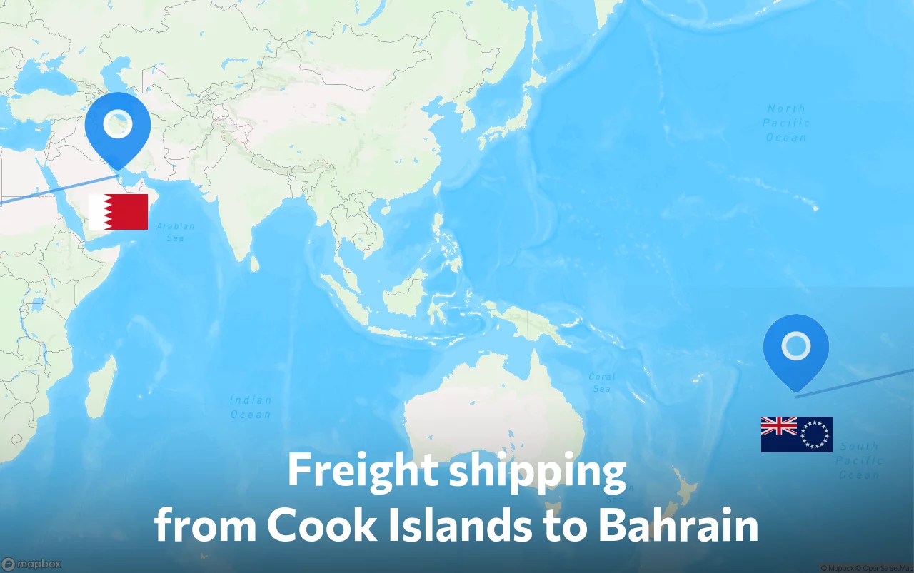 Shipping route from Cook Islands to Bahrain