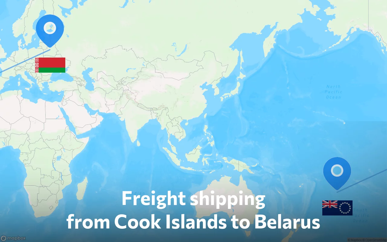Shipping route from Cook Islands to Belarus