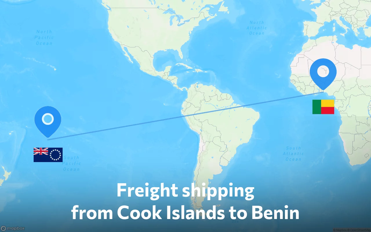 Shipping route from Cook Islands to Benin