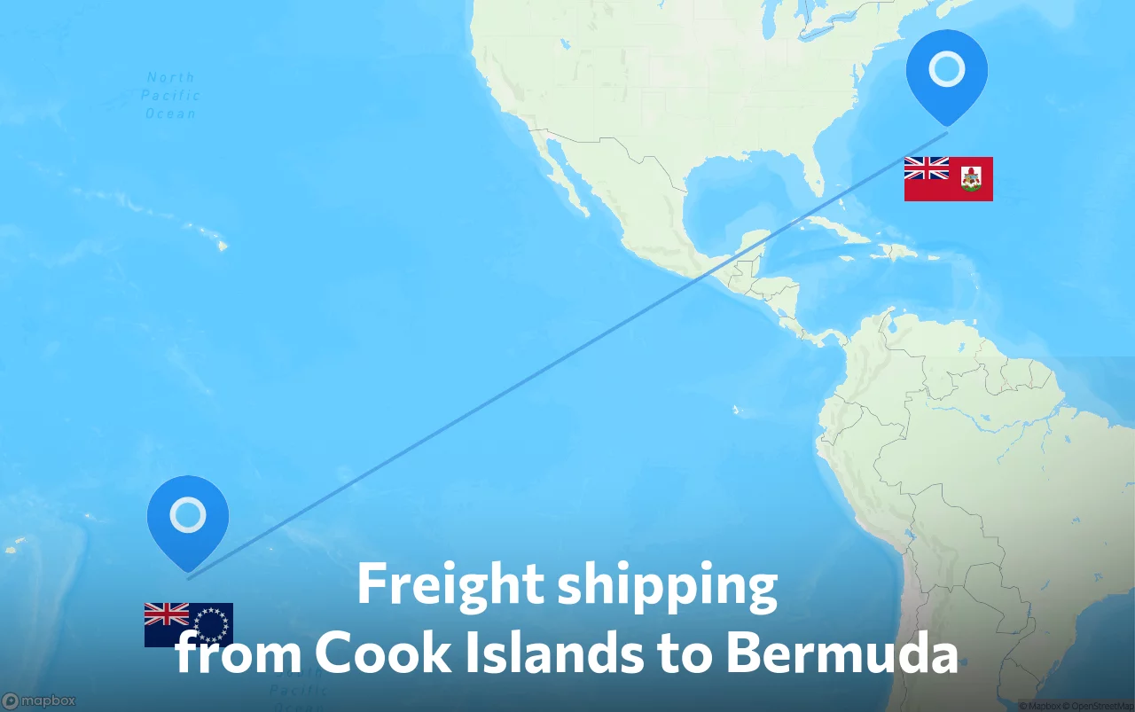 Shipping route from Cook Islands to Bermuda