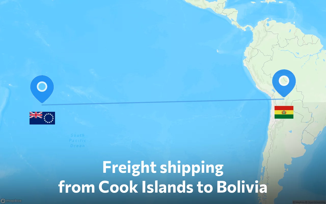 Shipping route from Cook Islands to Bolivia