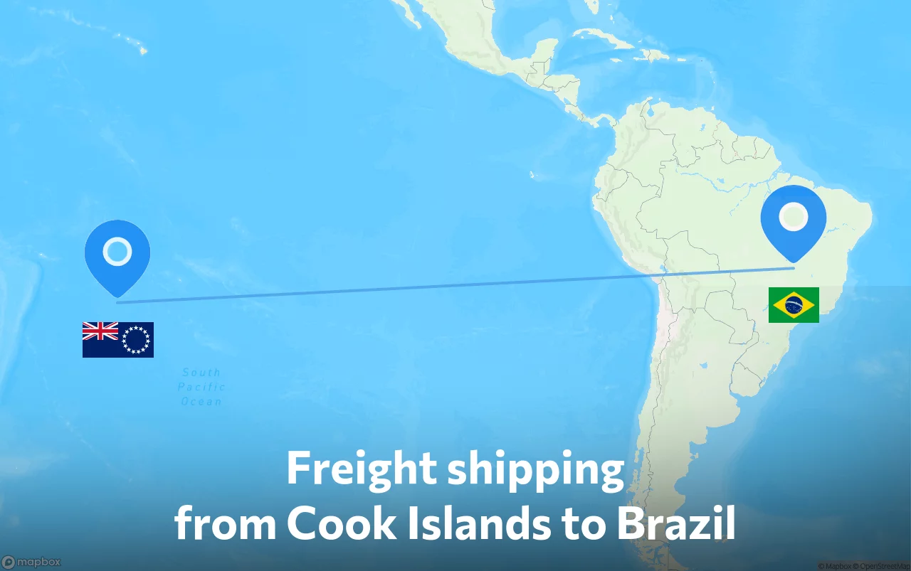 Shipping route from Cook Islands to Brazil