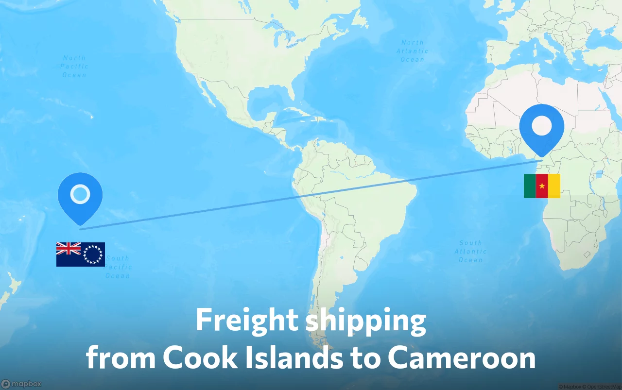 Shipping route from Cook Islands to Cameroon