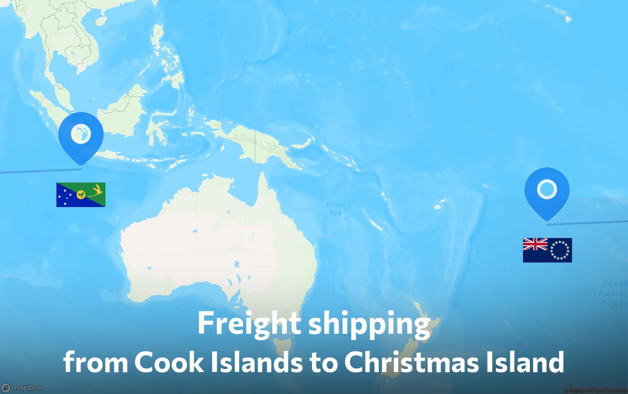 Shipping route from Cook Islands to Christmas Island