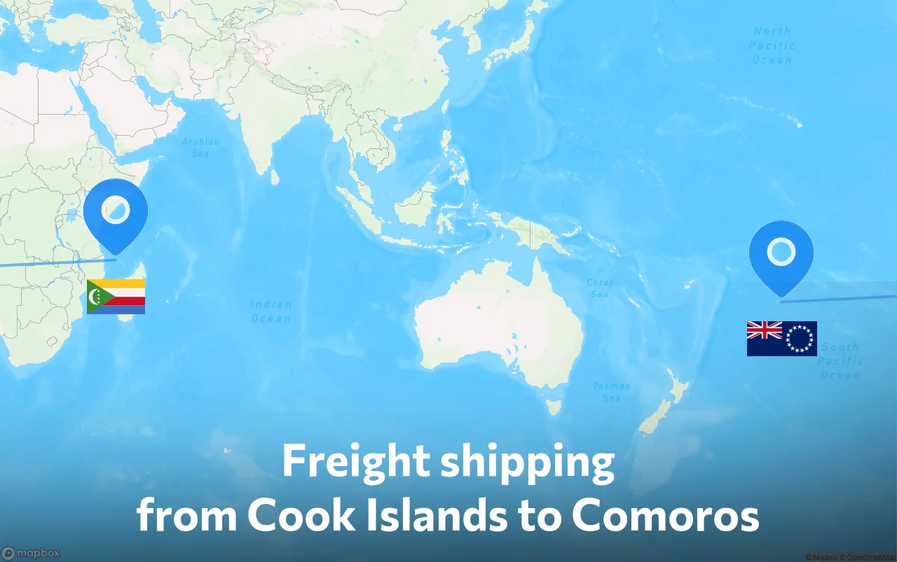 Shipping route from Cook Islands to Comoros
