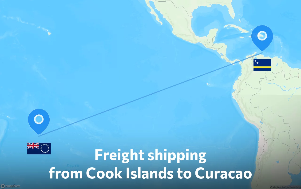 Shipping route from Cook Islands to Curacao