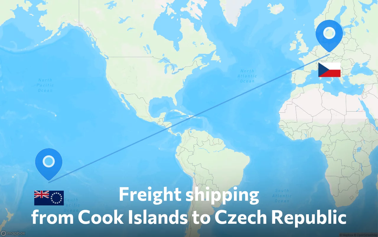 Shipping route from Cook Islands to Czech Republic