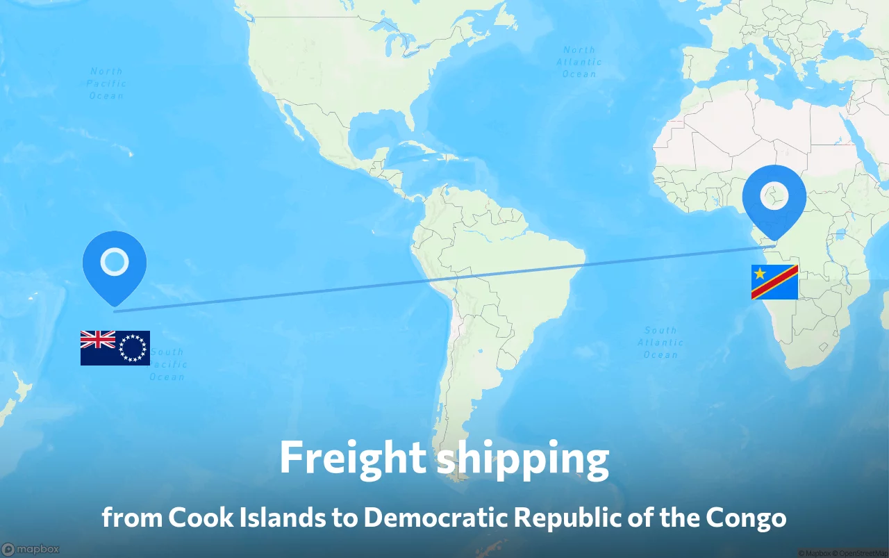 Shipping route from Cook Islands to Democratic Republic of the Congo