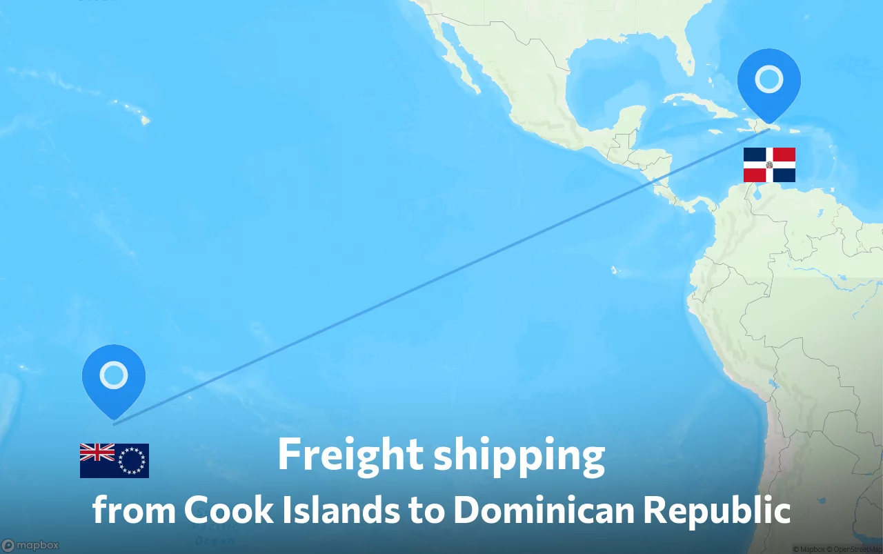 Shipping route from Cook Islands to Dominican Republic