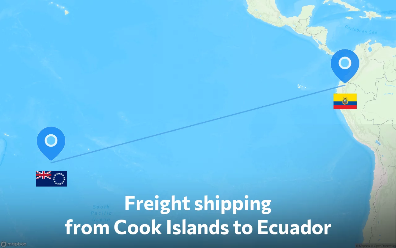 Shipping route from Cook Islands to Ecuador