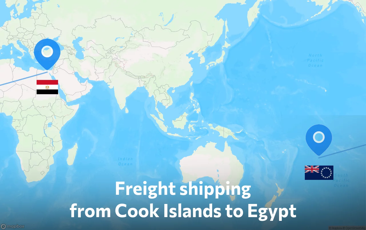 Shipping route from Cook Islands to Egypt