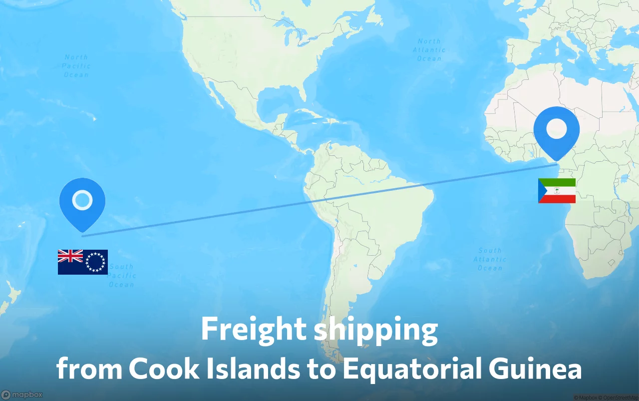 Shipping route from Cook Islands to Equatorial Guinea