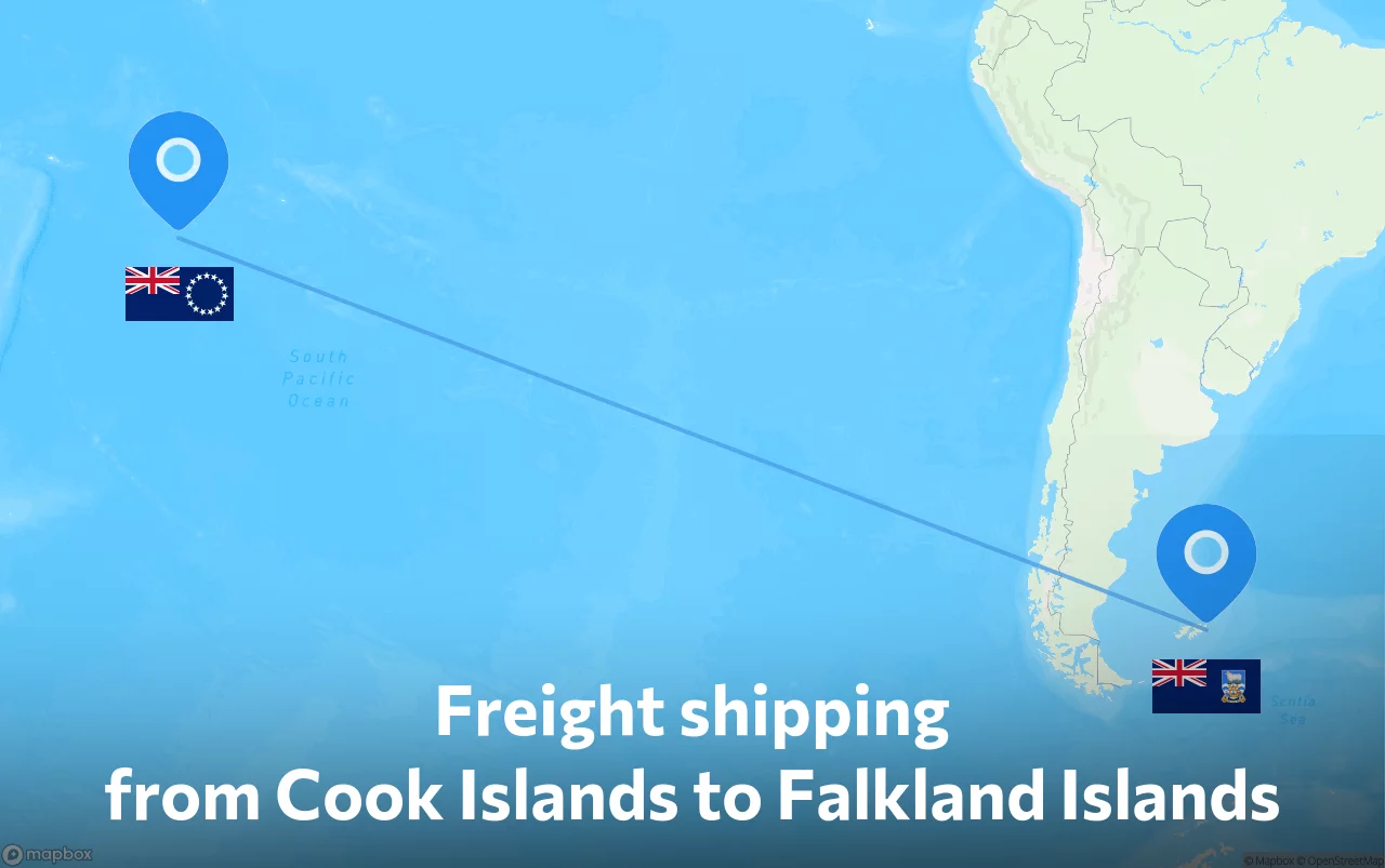 Shipping route from Cook Islands to Falkland Islands