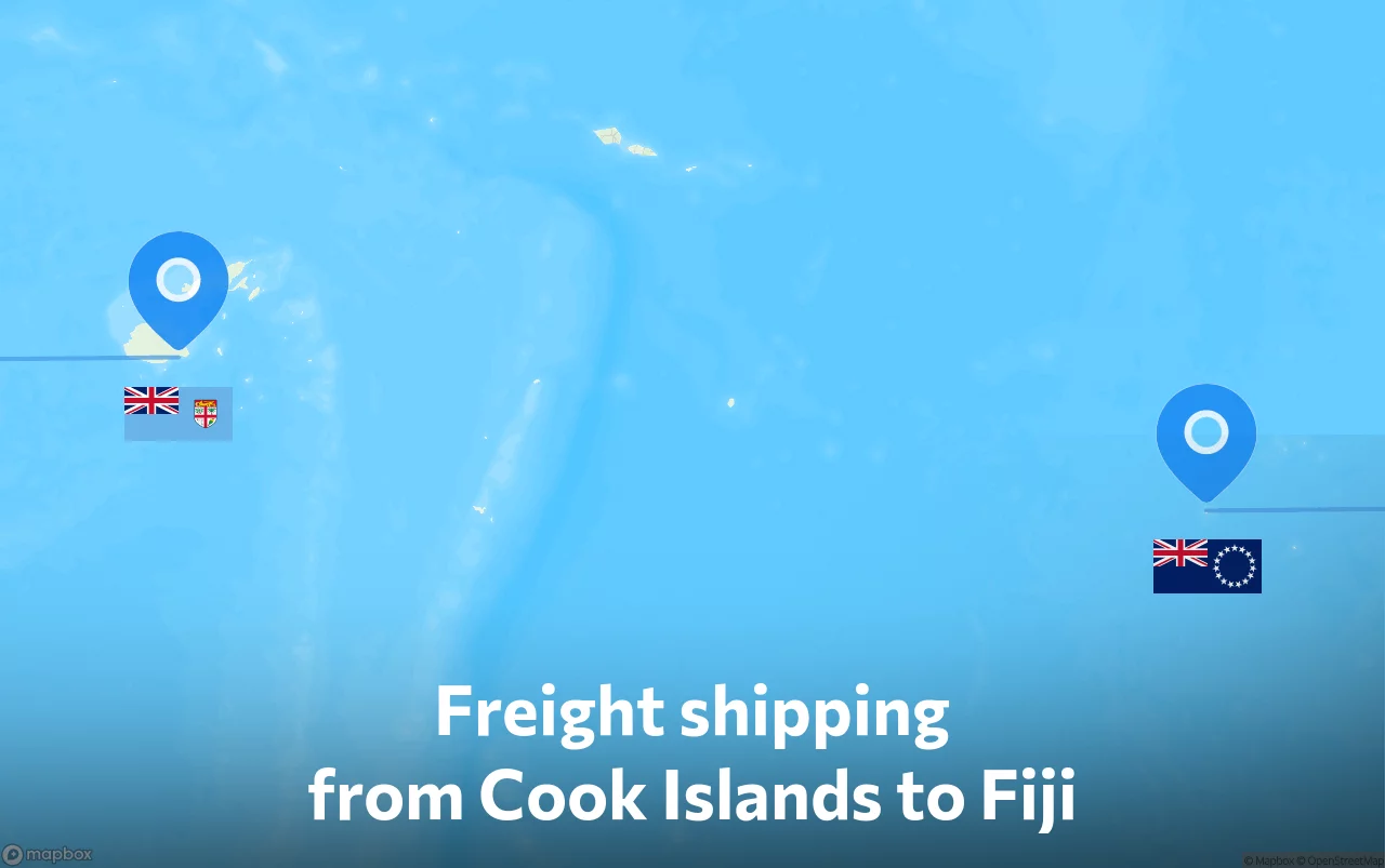 Shipping route from Cook Islands to Fiji