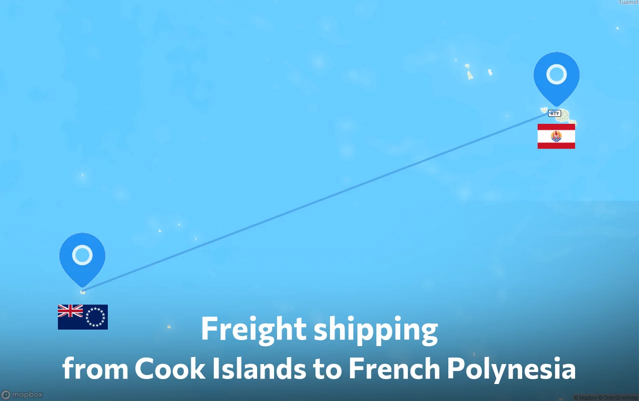 Shipping route from Cook Islands to French Polynesia