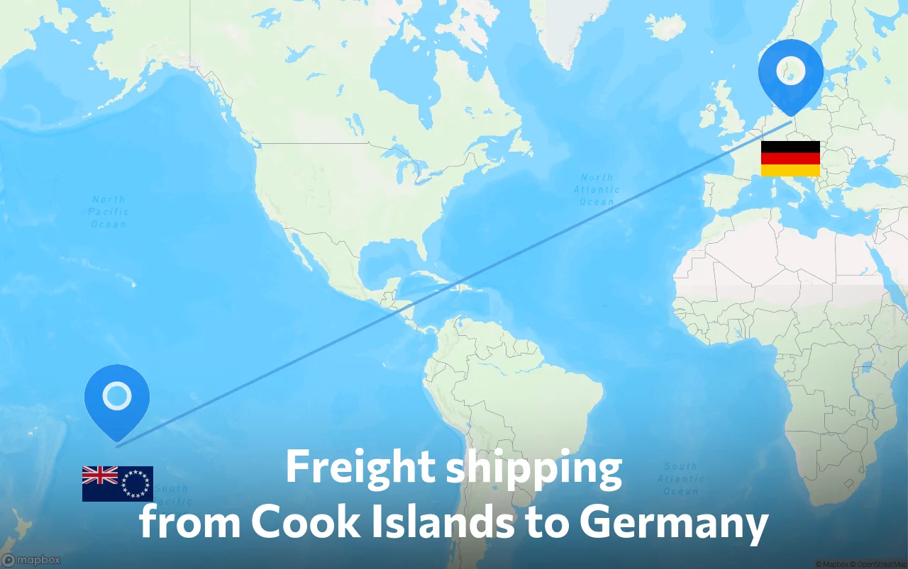 Shipping route from Cook Islands to Germany
