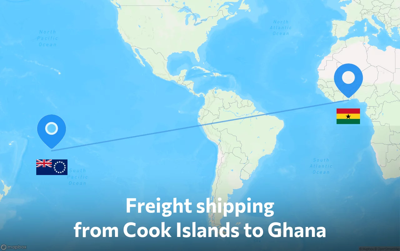 Shipping route from Cook Islands to Ghana