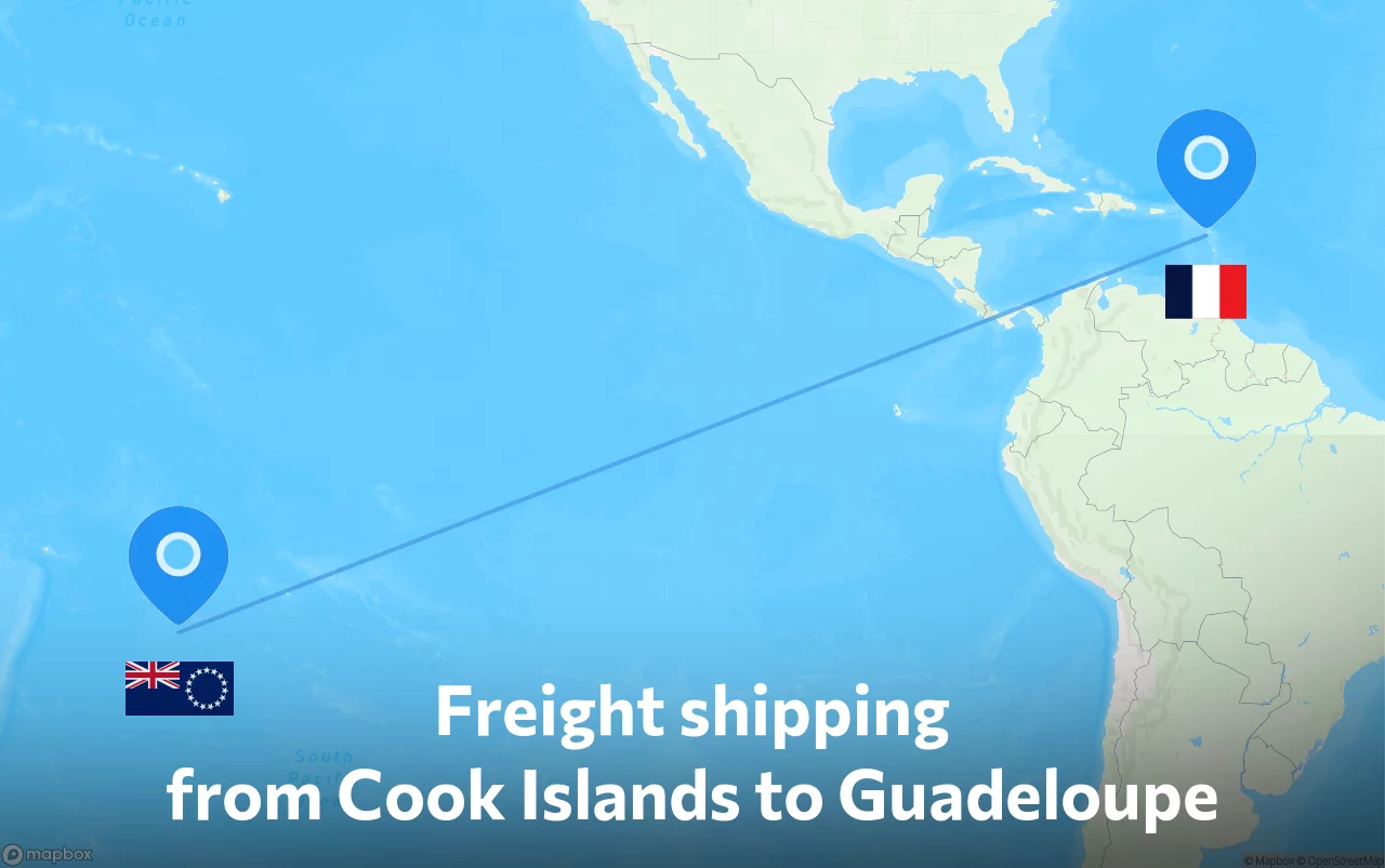 Shipping route from Cook Islands to Guadeloupe