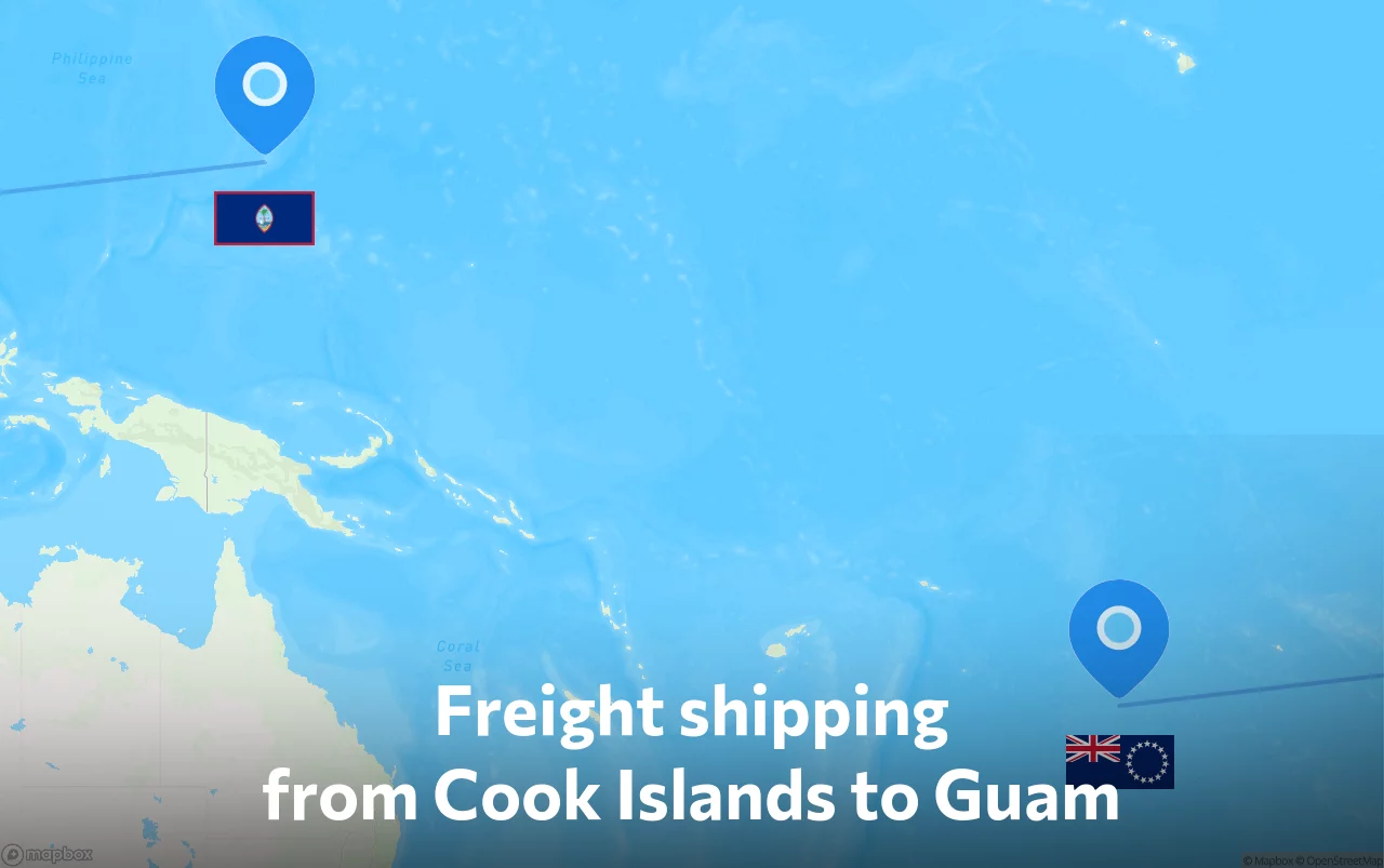 Shipping route from Cook Islands to Guam