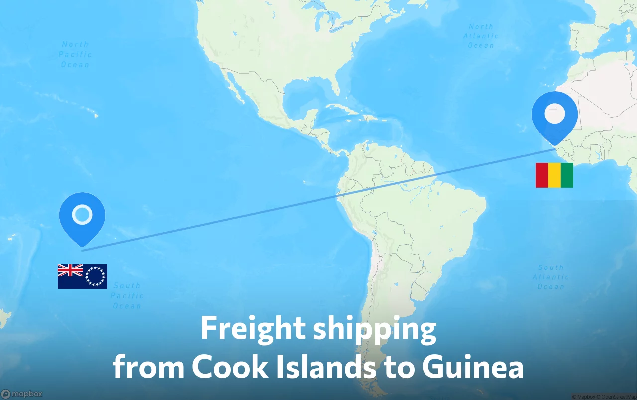 Shipping route from Cook Islands to Guinea