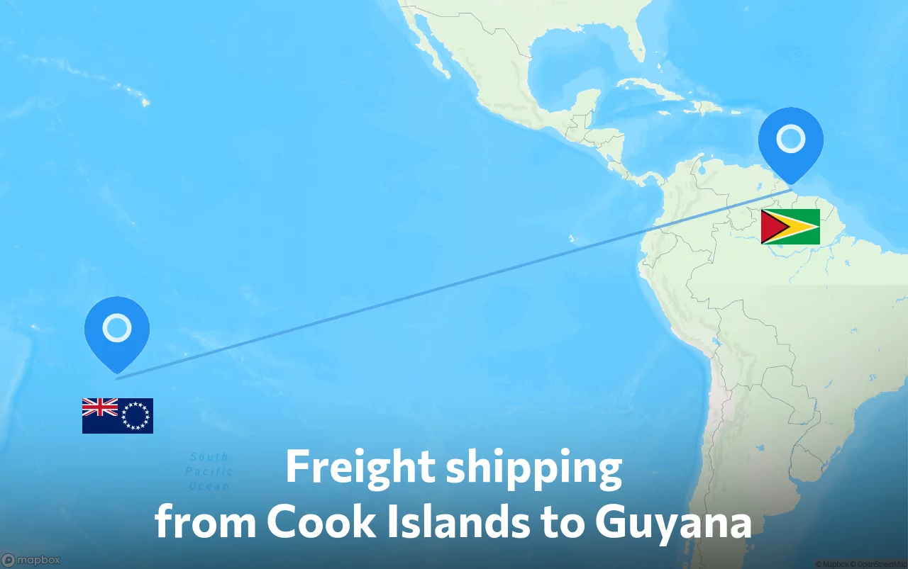 Shipping route from Cook Islands to Guyana