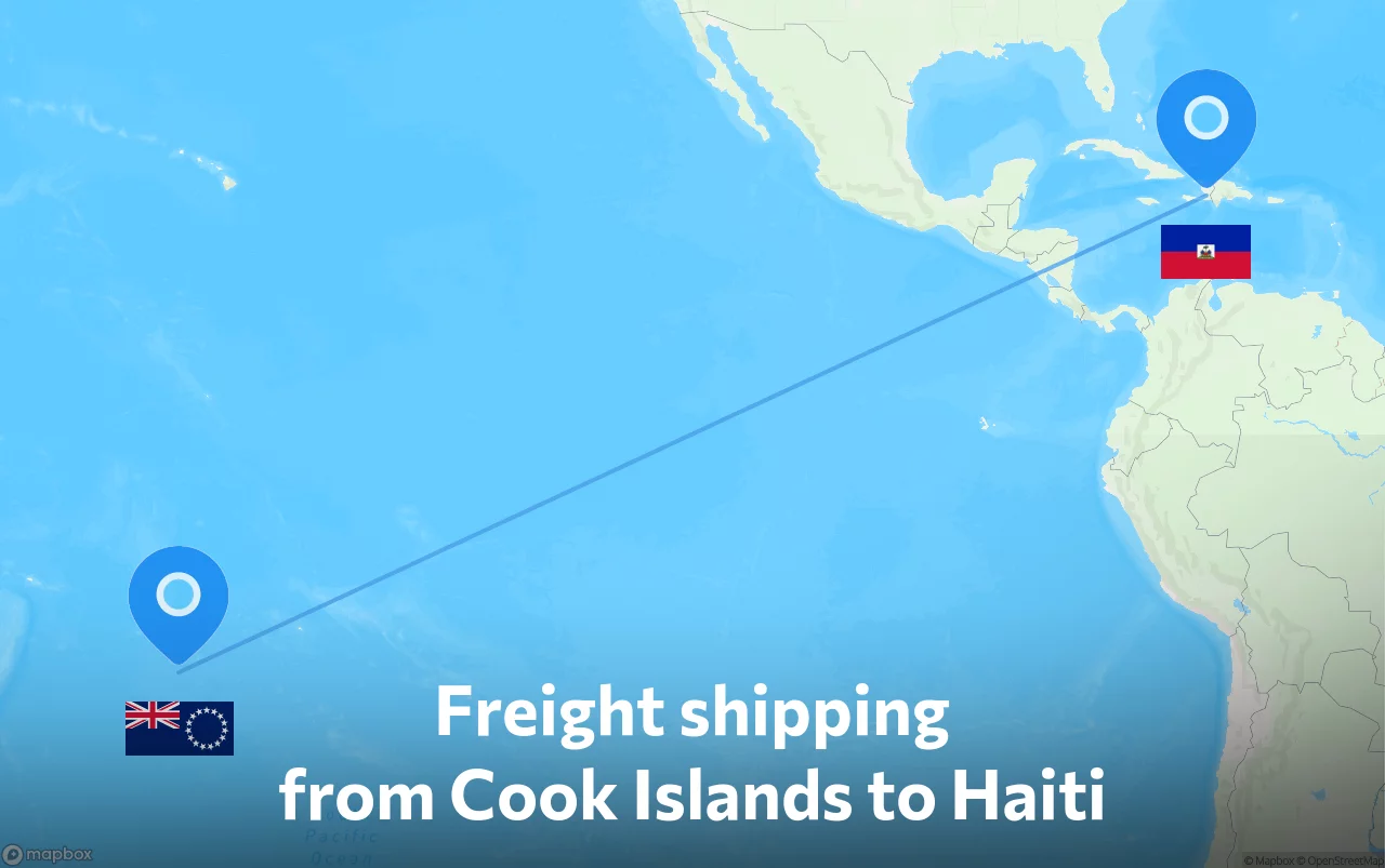 Shipping route from Cook Islands to Haiti