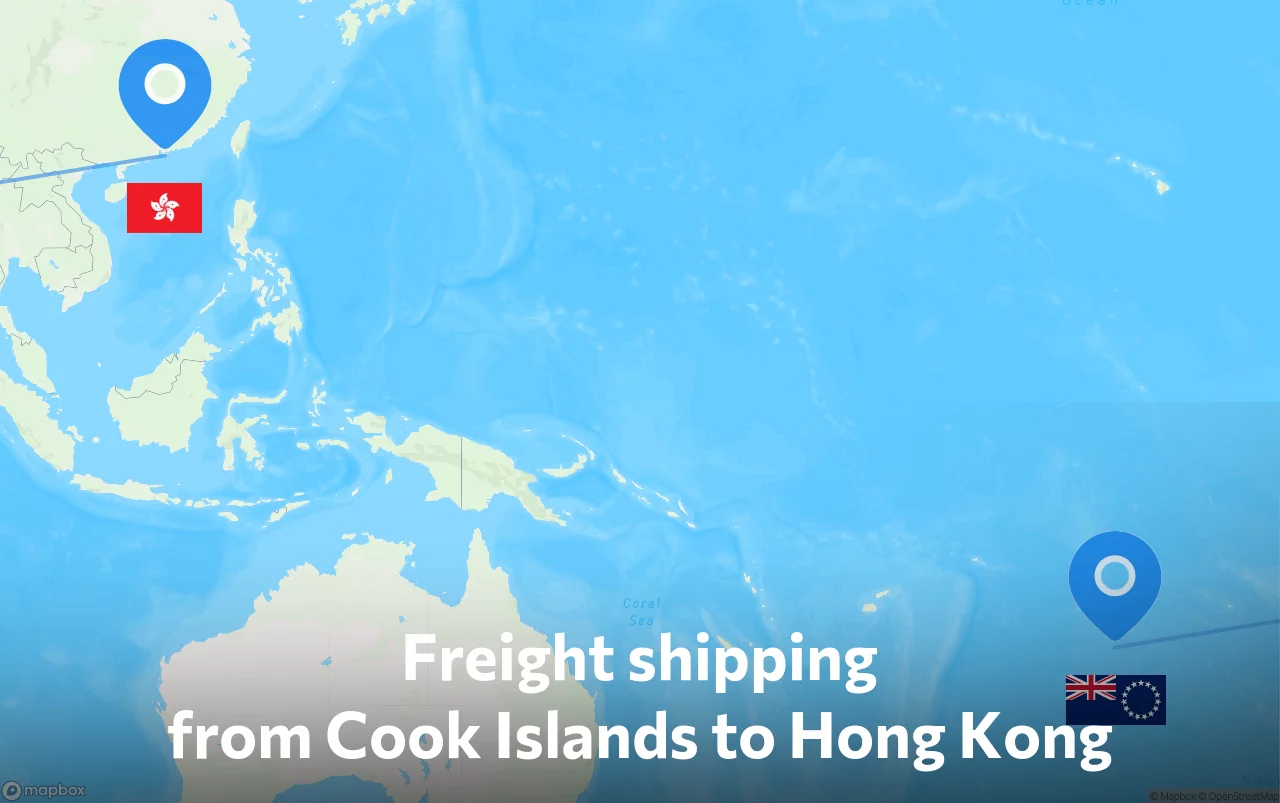 Shipping route from Cook Islands to Hong Kong
