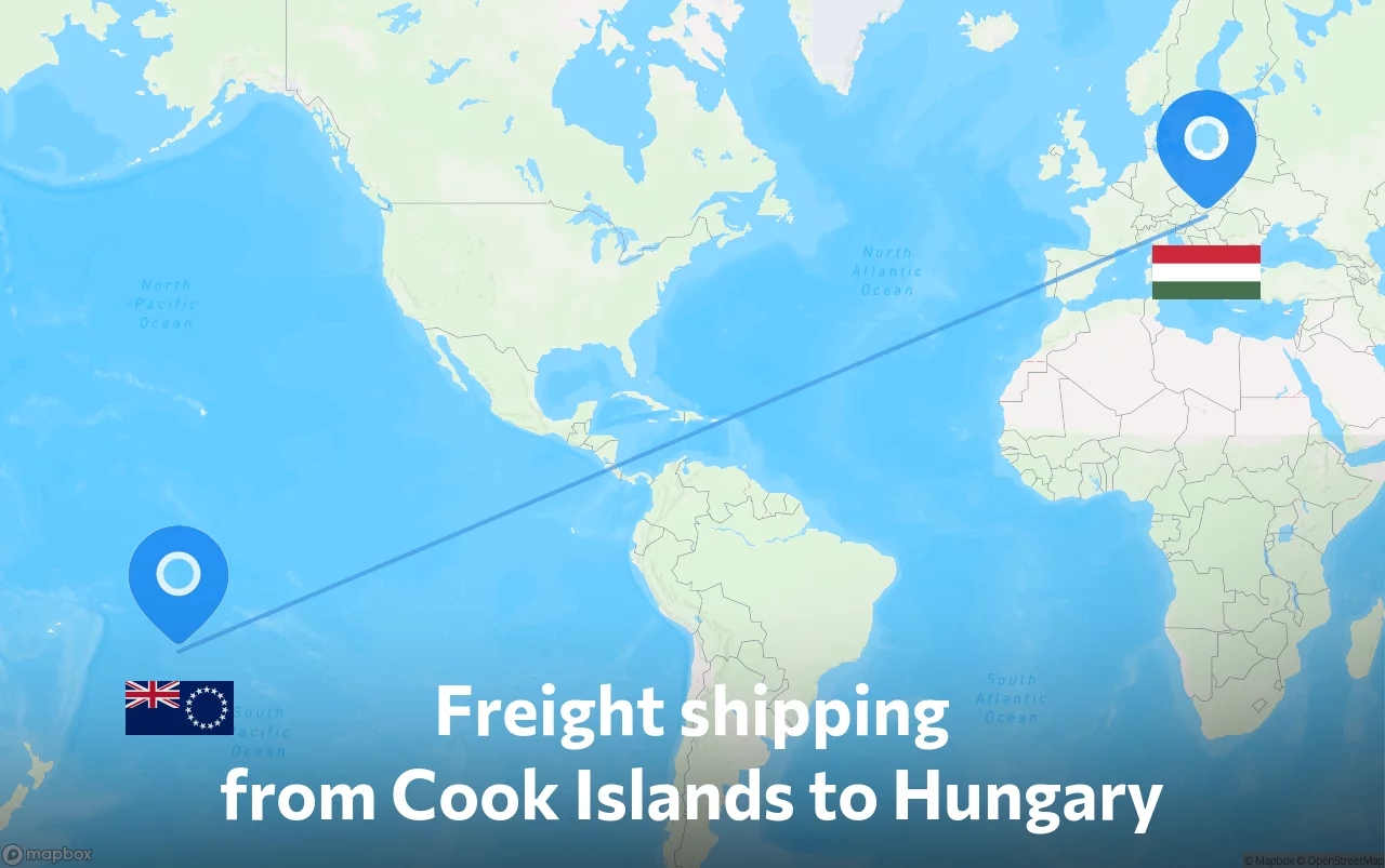 Shipping route from Cook Islands to Hungary