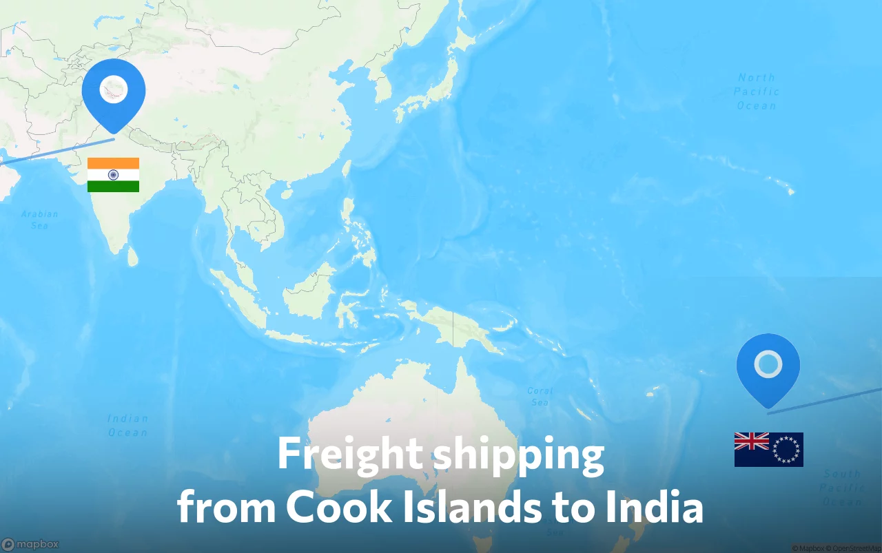 Shipping route from Cook Islands to India