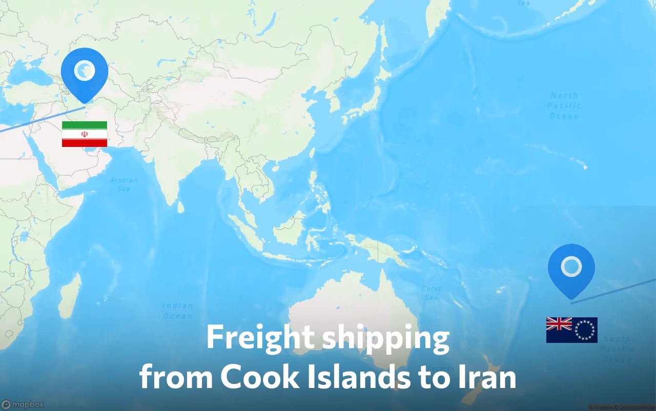 Shipping route from Cook Islands to Iran