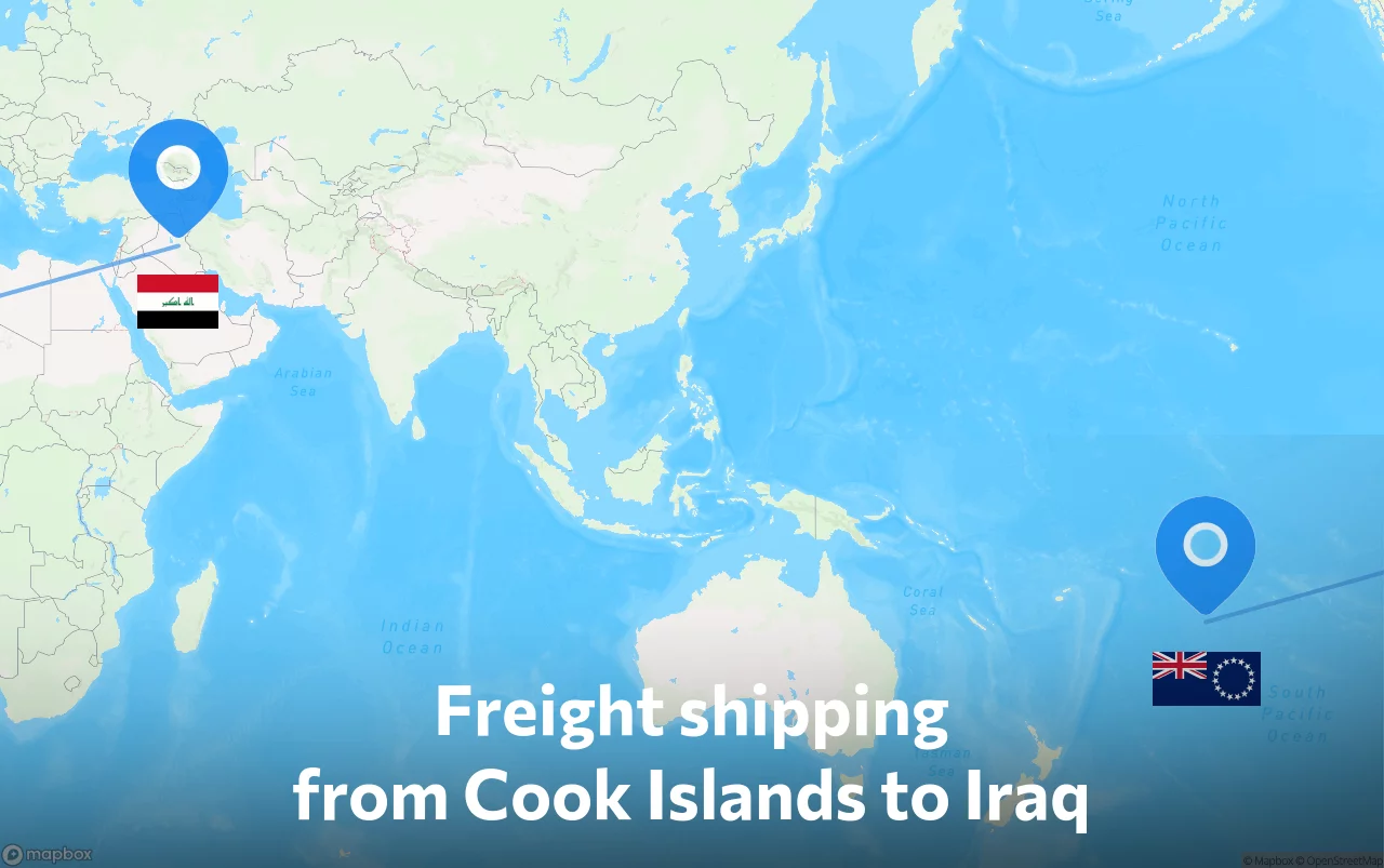 Shipping route from Cook Islands to Iraq