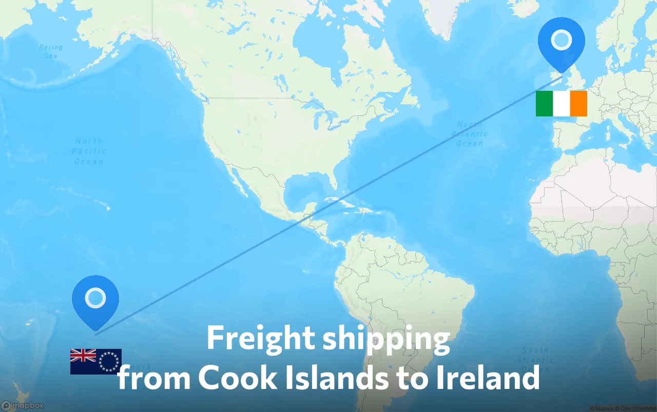 Shipping route from Cook Islands to Ireland