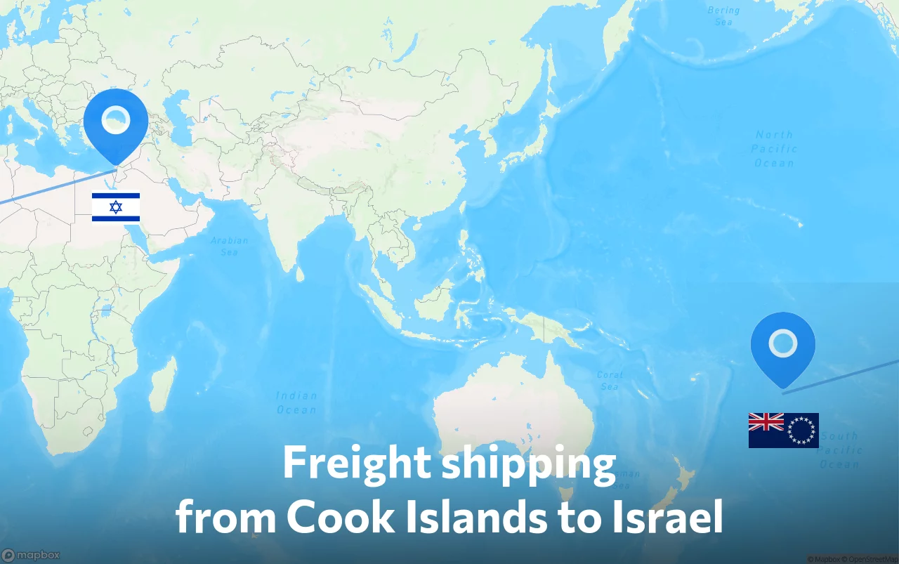 Shipping route from Cook Islands to Israel