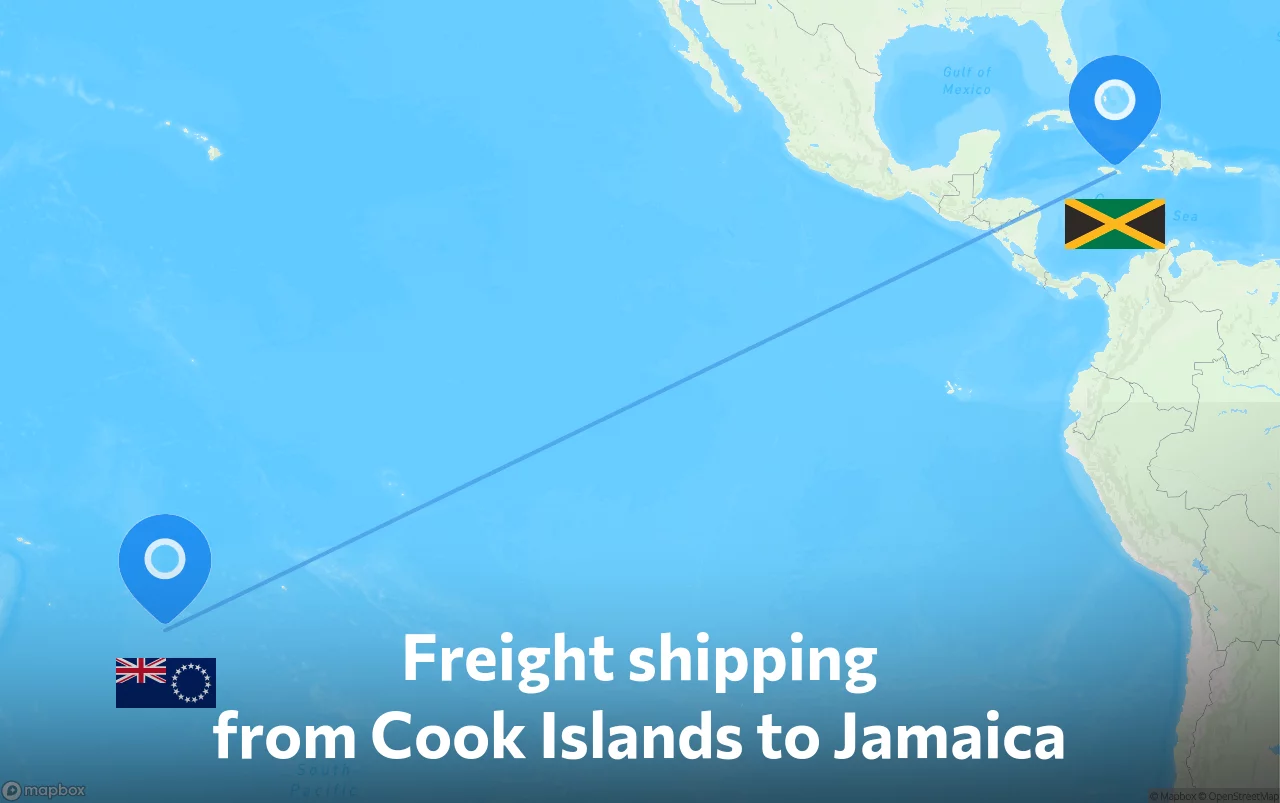 Shipping route from Cook Islands to Jamaica