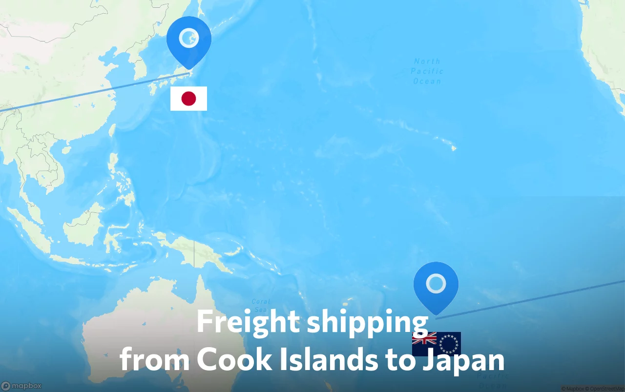 Shipping route from Cook Islands to Japan