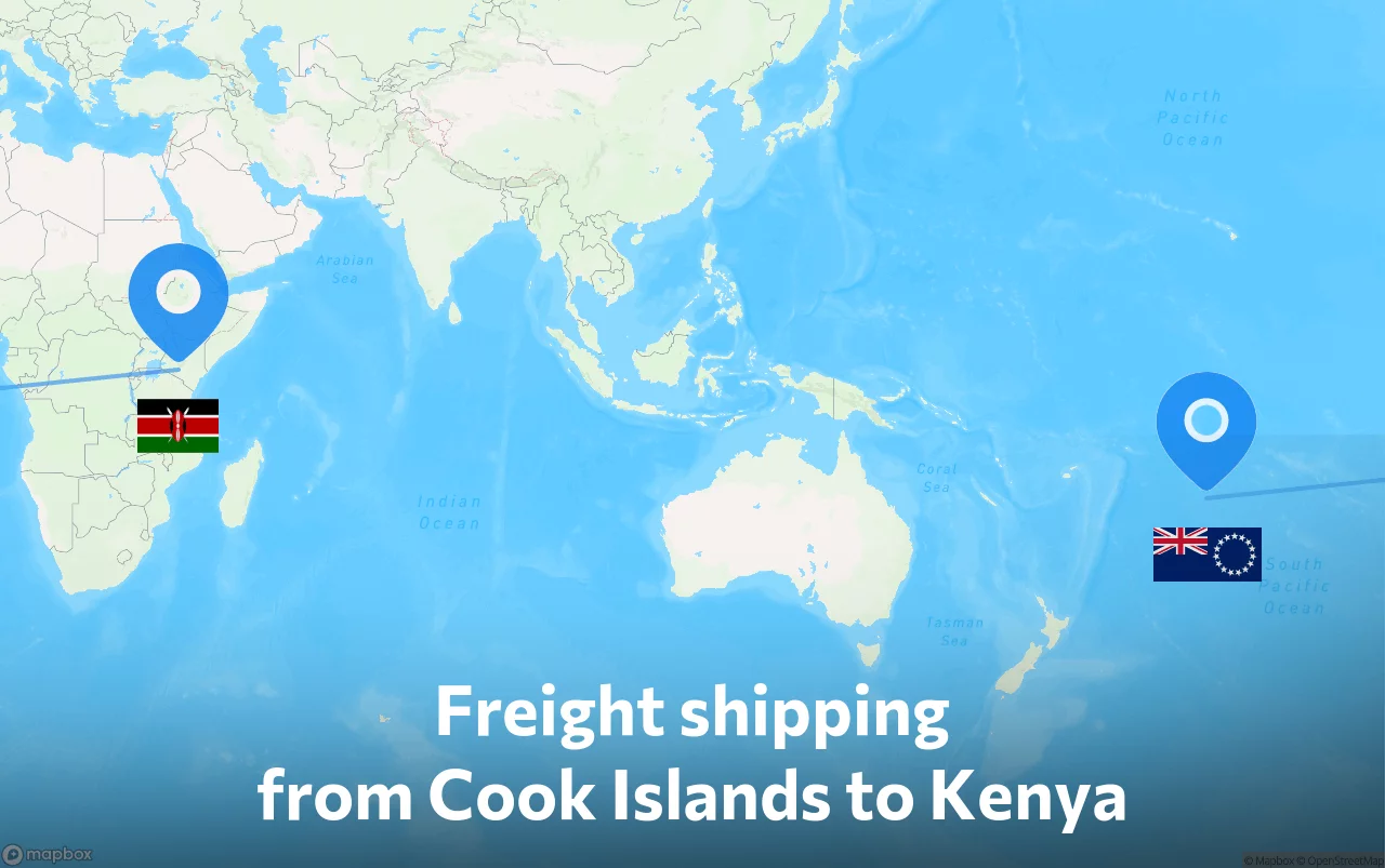 Shipping route from Cook Islands to Kenya