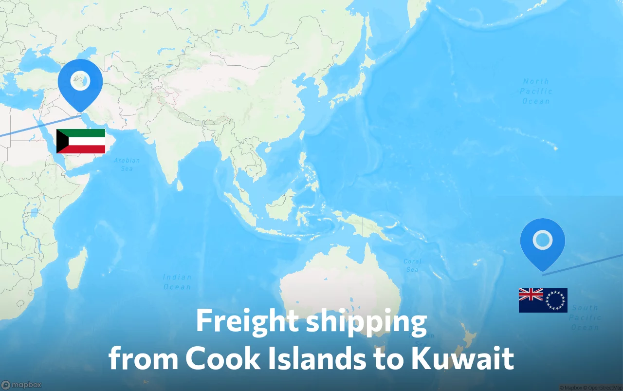 Shipping route from Cook Islands to Kuwait